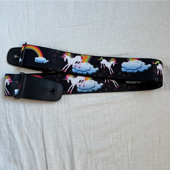 Buckle-Down Unicorns Rainbows and Stars Black Guitar Strap - Picture 4 of 10